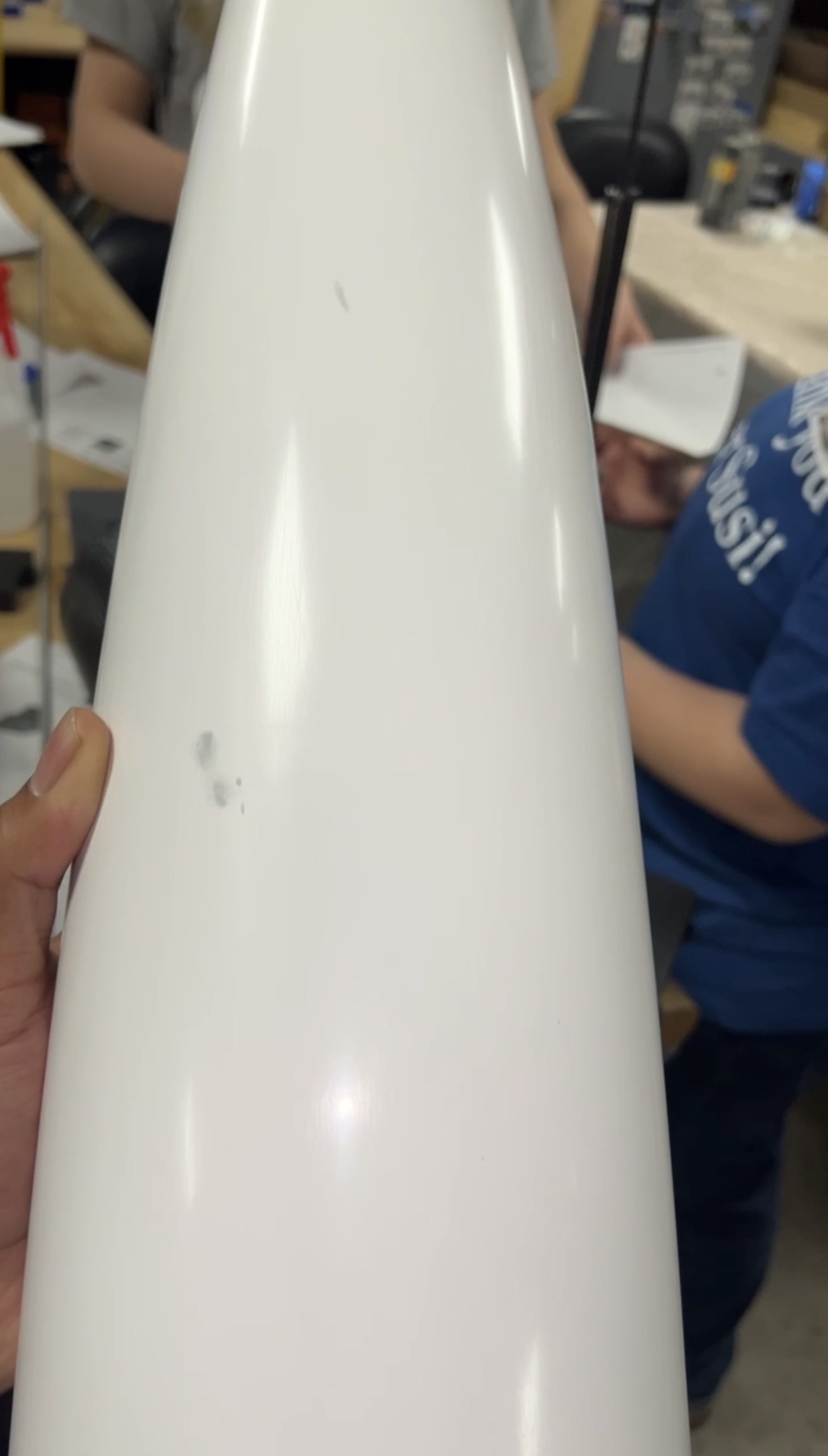 Nose cone mold with gelcoat applied, after removing the part off the mold.